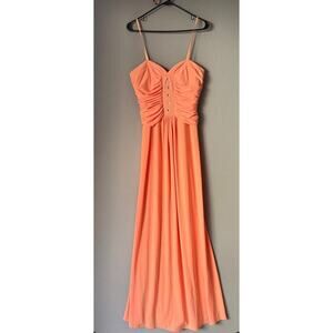 Max and Cleo sz 8 peach strapless jeweled maxi gown‎ dress